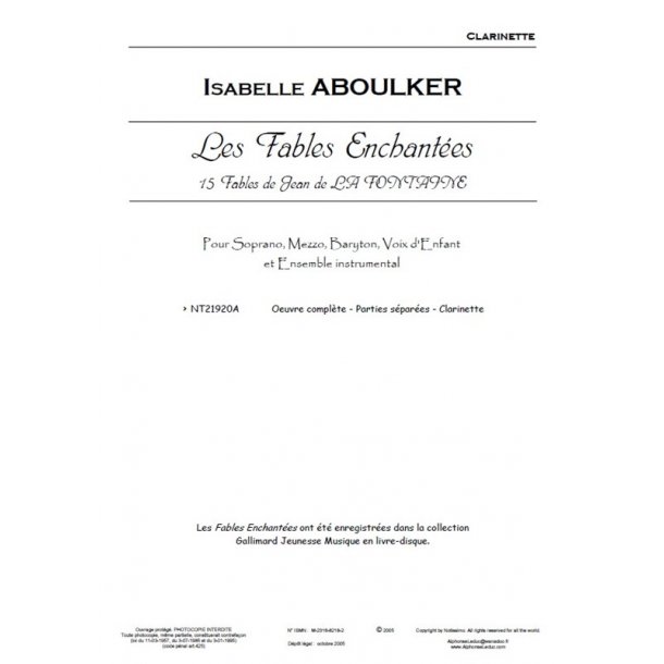 Isabelle Aboulker: Les Fables Enchant&eacute;es (Voice/Piano)