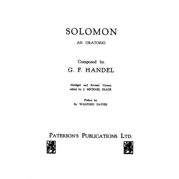 G.F. Handel: Solomon - Vocal Score (Diack)