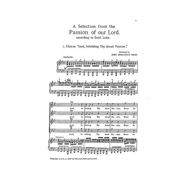 J.S. Bach: St. Luke's Passion- A Selection (Vocal Score)