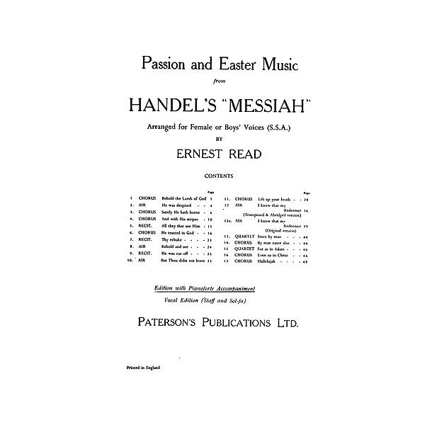 G.F. Handel: Passion And Easter Music From Messiah (SSA)