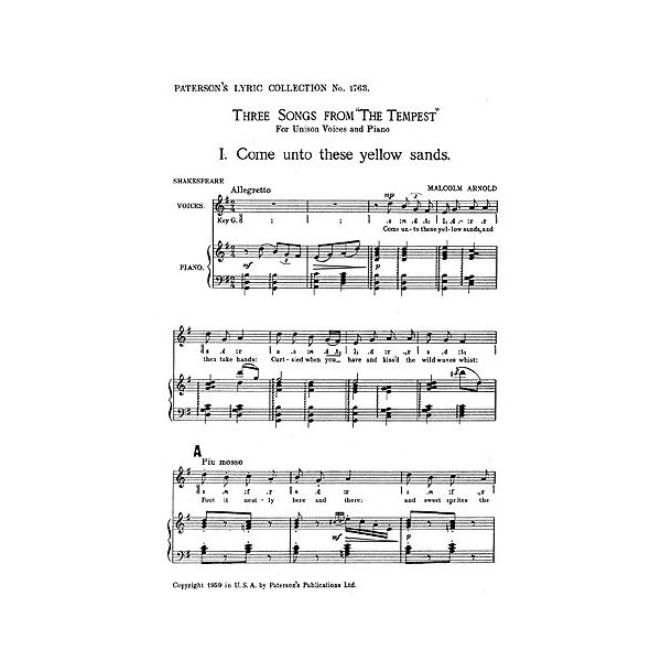 Malcolm Arnold: Three Songs From The Tempest