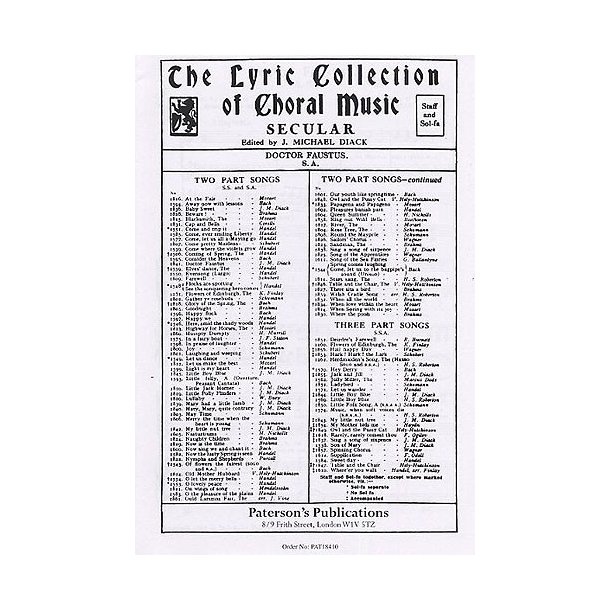 J. Michael Diack: Dr Faustus (SA/Piano)