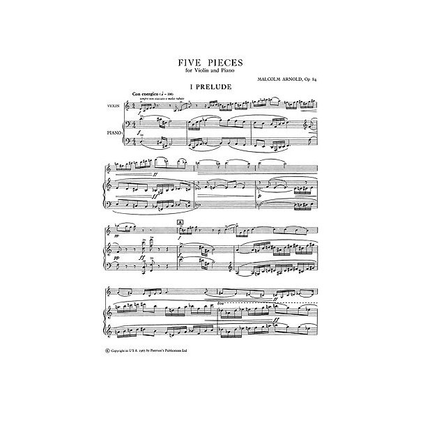Malcolm Arnold: Five Pieces Op.84 For Violin And Piano