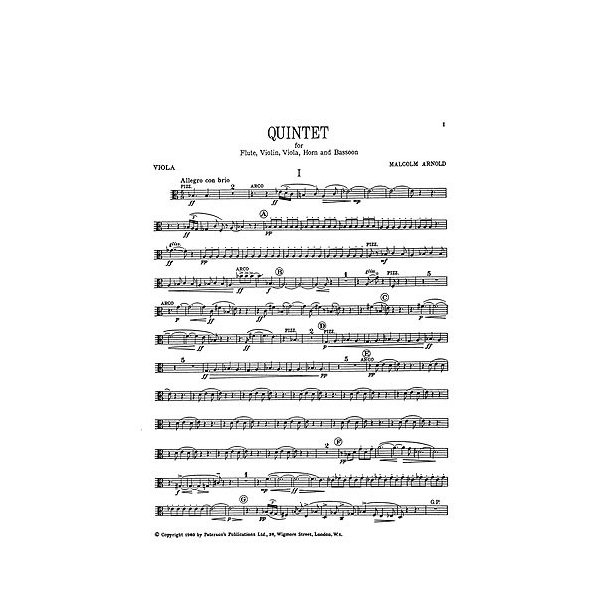 Malcolm Arnold: Quintet Op.7 (Parts)