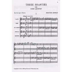 Malcolm Arnold: Three Shanties For Wind Quintet Op.4 (Full Score)