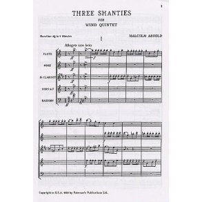 Malcolm Arnold: Three Shanties For Wind Quintet Op.4 (Full Score)