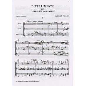 Malcolm Arnold: Divertimento For Wind Trio Op.37 (Score)