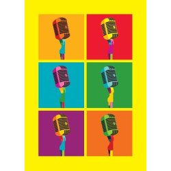 Pop Art: Microphone - Greeting Card