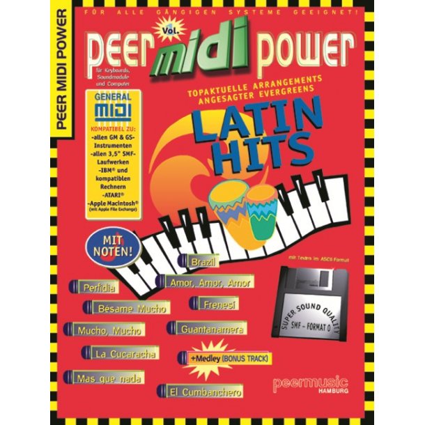 PEER MIDI POWER VOL 1 LATIN HITS PV BK/MIDI DISC
