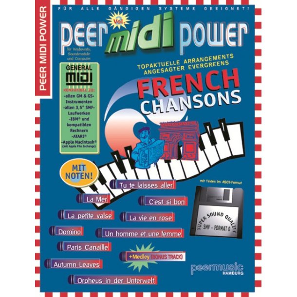 PEER MIDI POWER VOL 2 FRENCH CHANSONS PV BK/MIDI DISC