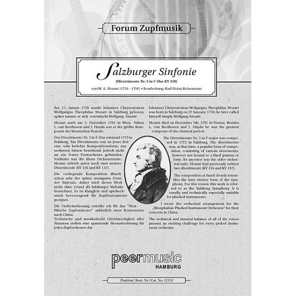 MOZART W A SALZBURGER SINFONIE SCORE