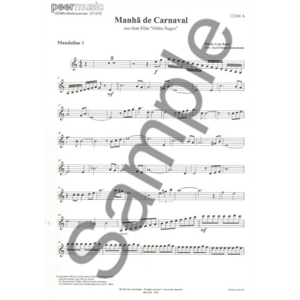 MANHA DE CARNAVAL MANDOLIN 1 PART