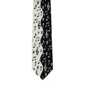 Polyester Tie: Notes - Black And White