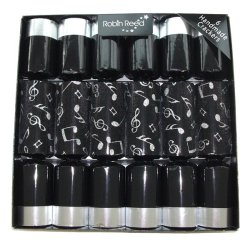 CHRISTMAS CRACKERS BOX OF 6 WHO AM I BLACK SLIVER NOTES GIFT