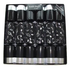 CHRISTMAS CRACKERS BOX OF 6 WHO AM I BLACK SLIVER NOTES GIFT