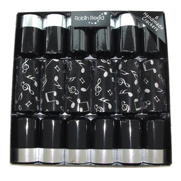 CHRISTMAS CRACKERS BOX OF 6 WHO AM I BLACK SLIVER NOTES GIFT