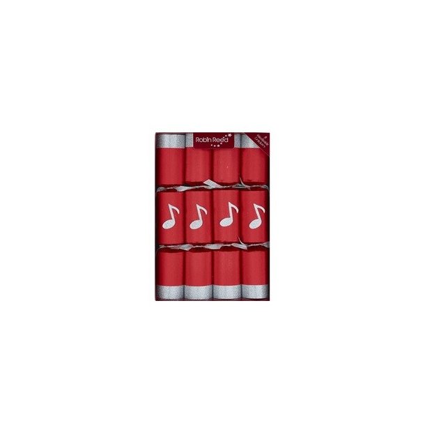 Christmas Crackers: Box Of 8 - Chimes (Red Musical Note Design)