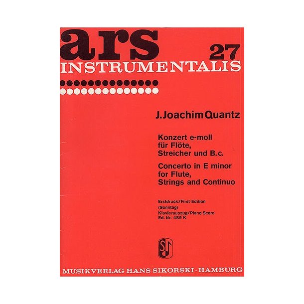 Joann Joachim Quantz: Concerto in E-Minor - Piano Score