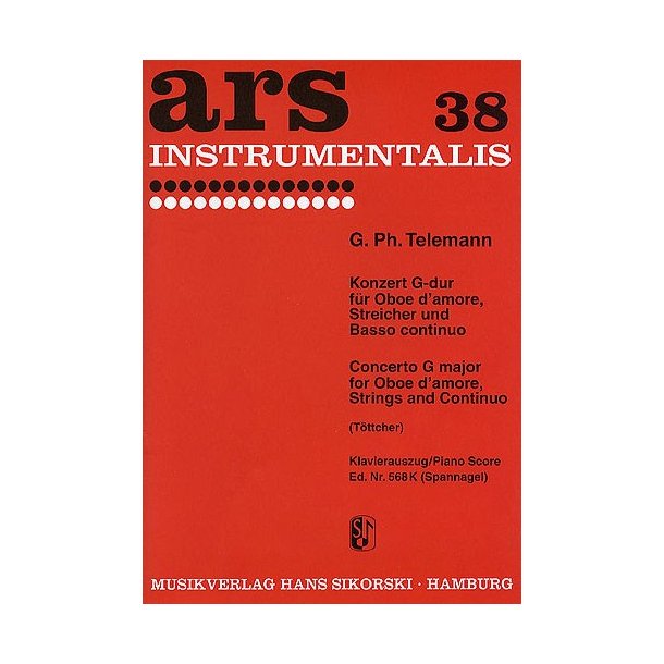 Georg Philipp Telemann: Concerto In G For Oboe, String and Continuo (Piano Score)