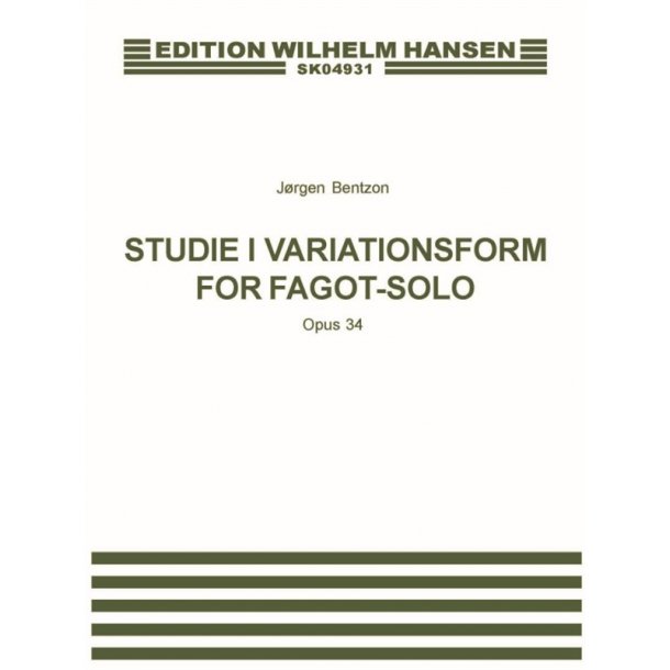 J&oslash;rgen Bentzon: Studie i Variationsform For Fagot Solo Op. 34 (Score)