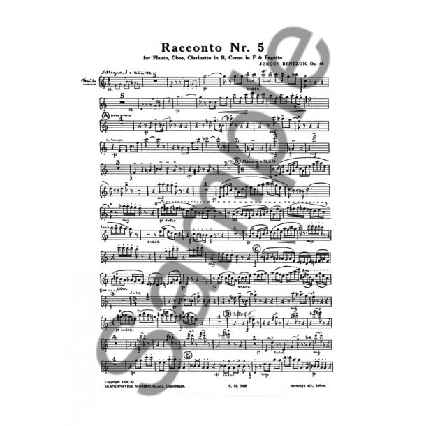 J&oslash;rgen Bentzon: Racconto Nr. 5, Op. 46 (Parts)