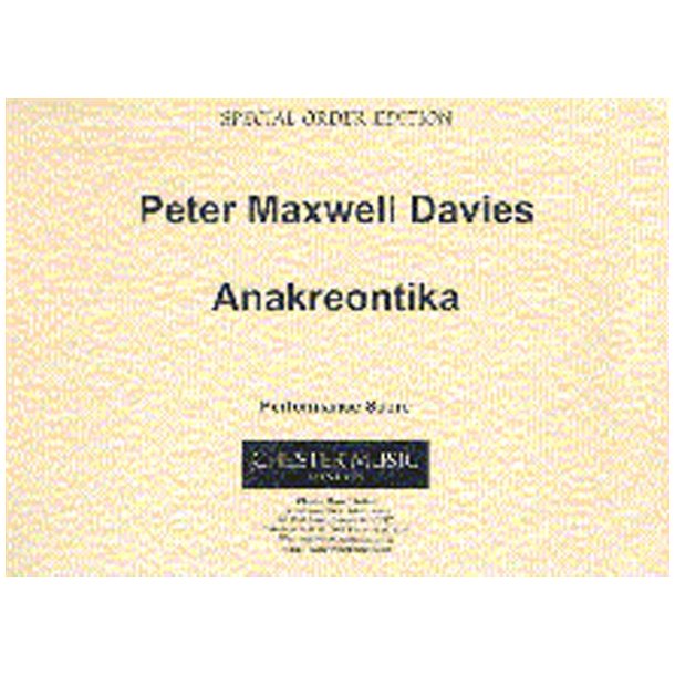 Peter Maxwell Davies: Anakreontika (Parts)