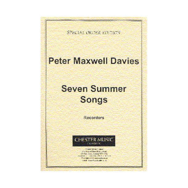 Peter Maxwell Davies: Seven Summer Songs Recorder Part