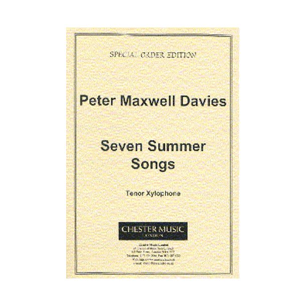Peter Maxwell Davies: Seven Summer Songs Tenor Xylophone Part
