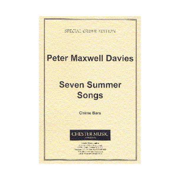Peter Maxwell Davies: Seven Summer Songs Chime Bars Part