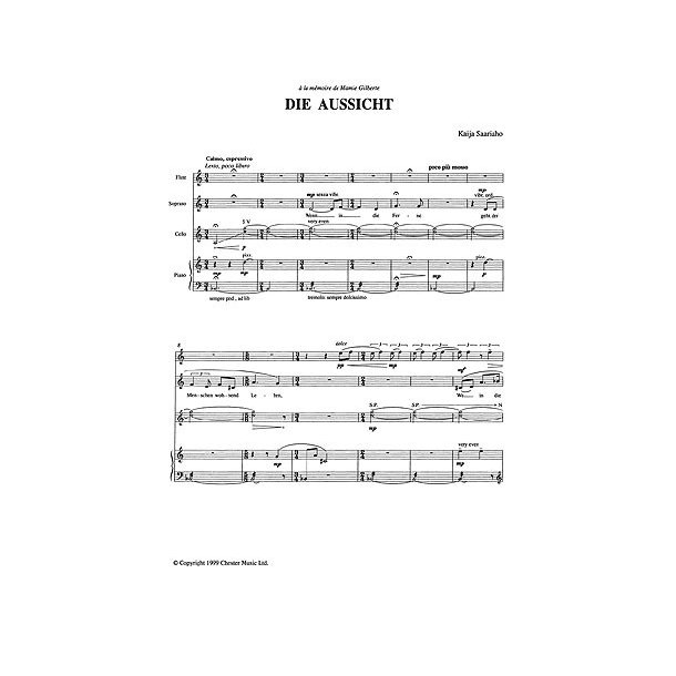 Kaija Saariaho: Die Aussicht (Score And Parts)