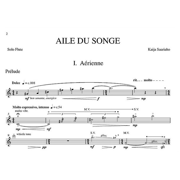 Kaija Saariaho: Aile Du Songe (Solo Flute Part)