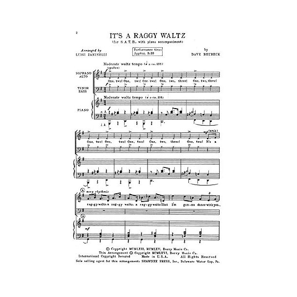 Dave Brubeck: It's A Raggy Waltz (SATB)