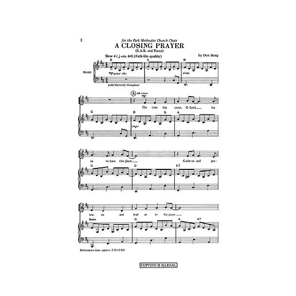 Don Besig: Closing Prayer (SAB)