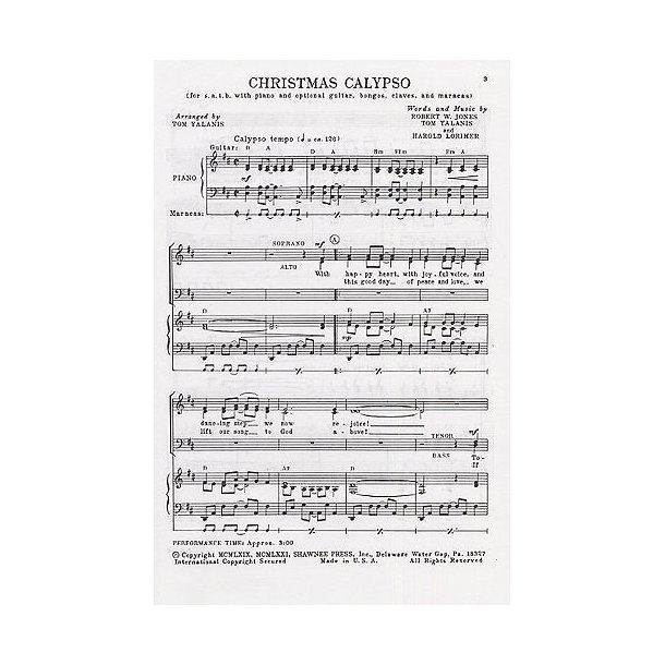 Jones/Yalanis/Lorimer: Christmas Calypso