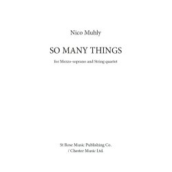 Nico Muhly: So Many Things (Score/Parts)