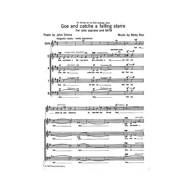 Betty Roe: Goe And Catche a Falling Starre