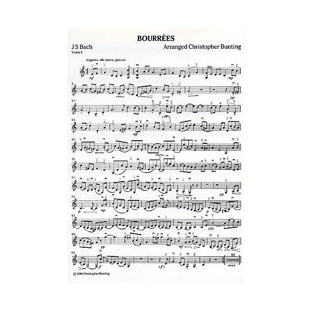 Måned Tvunget konjugat J.S. Bach: Bourrees (Violin 1 Part) - Violin Noder og Bøger - Stepnote