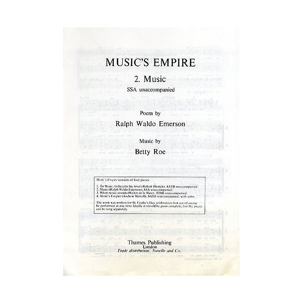 Betty Roe: Music No.2 (Music's Empire) SSA