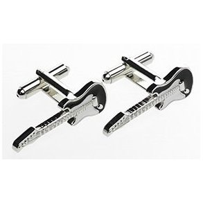 Tie Studio: Guitar Cuff Links - Black/White/Silver