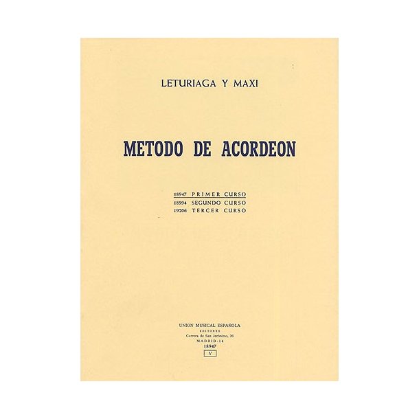 Leturiaga Y Maxi: Metodo De Acordeon (1st Course)