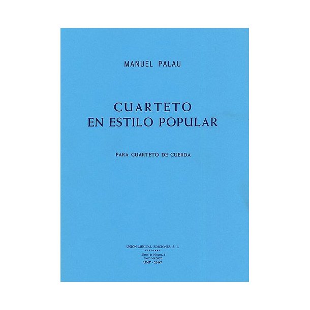 Palau Cuarteto En Estilop Popular String Quartet Sc/pts