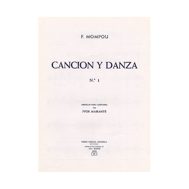 Mompou Cancion Y Danza No.1 (mairants) Guitar