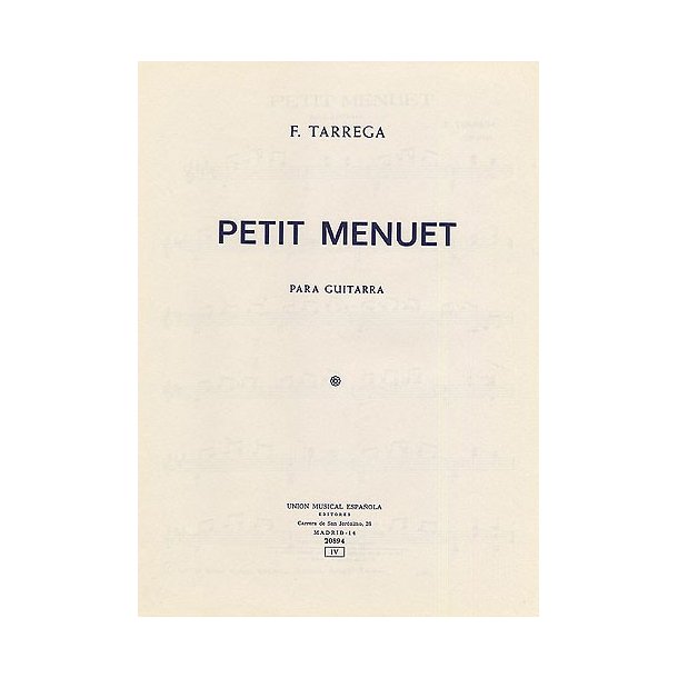 Tarrega Petit Menuet Op.post Guitar