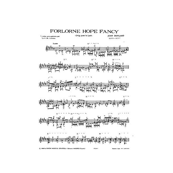 Dowland: Forlorne Hope Fancy (Azpiazu) Guitar