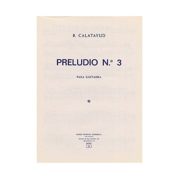 B. Calatayud: Preludio No.3 For Guitar