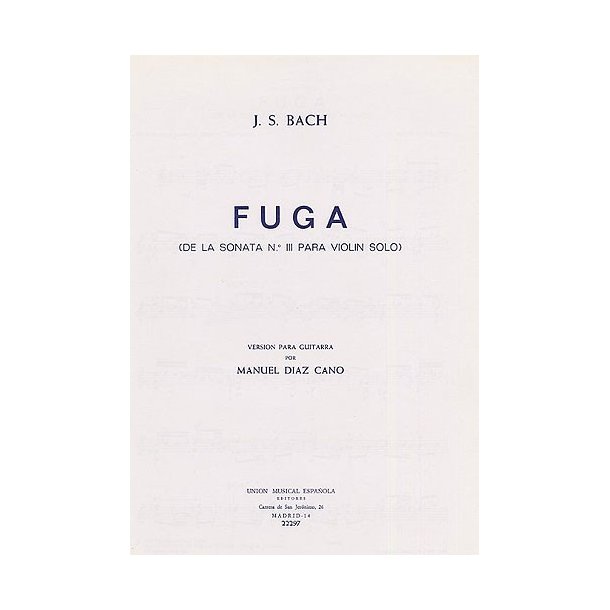 Bach Fuga De La Sonata 3 (diaz Cano) Guitar