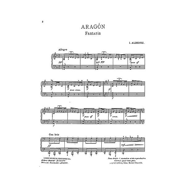 Albeniz: Aragon Fantasia for Piano Four Hands