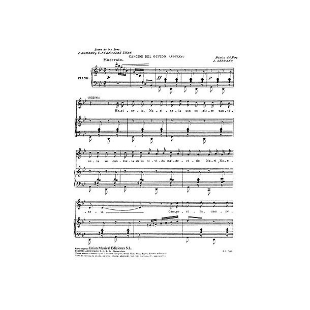 Serrano: Cancion De Marinela No.2 De La Cancion Del Olvido