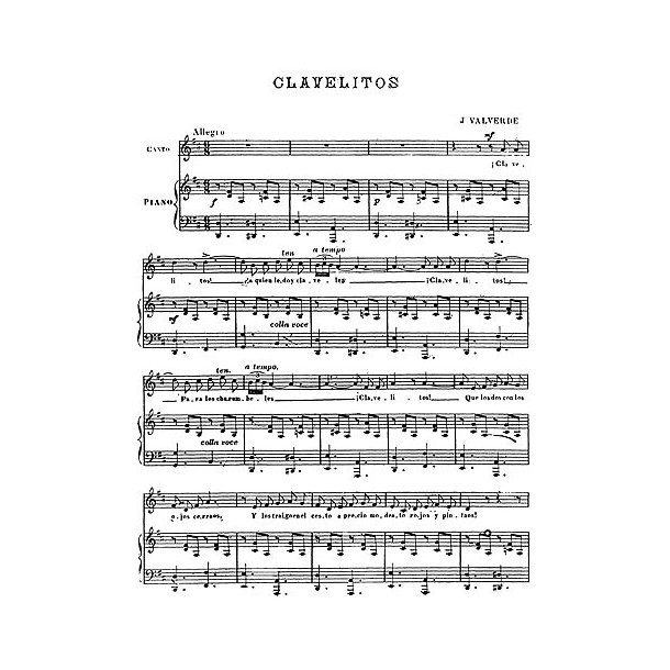 Joaqu&iacute;n Valverde Sanju&aacute;n: Clavelitos Zambra Gitana (Piano/Voice)