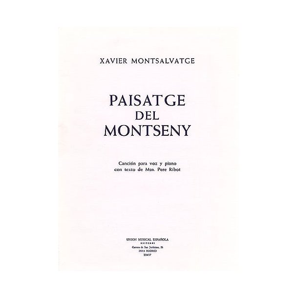 Montsalvatge Paisatge Del Montseny Voice/piano